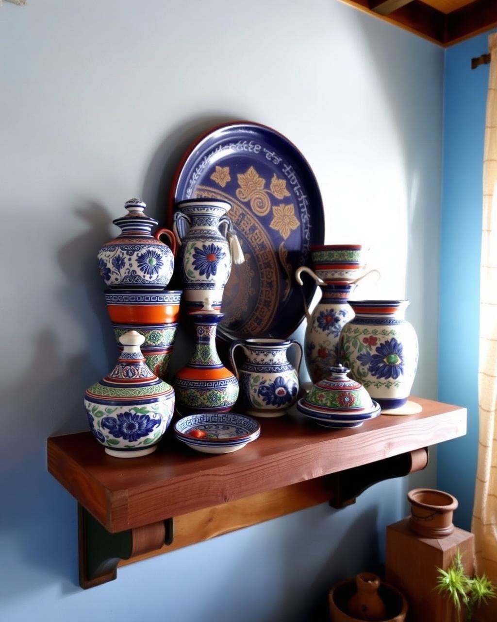 Talavera pottery display